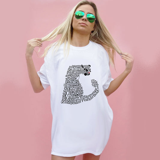 Leopard Words Print Tshirt In White