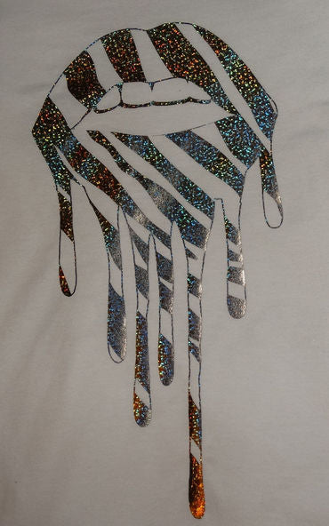 Holographic Zebra Drip Lip T-shirt In White