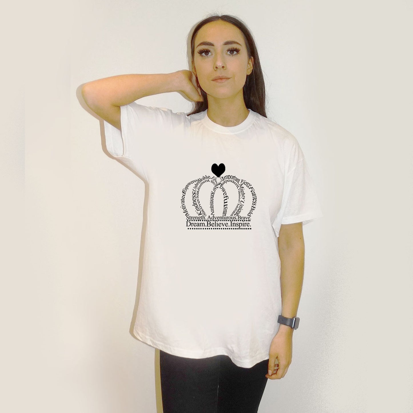 Crown Text Tshirt Top In White