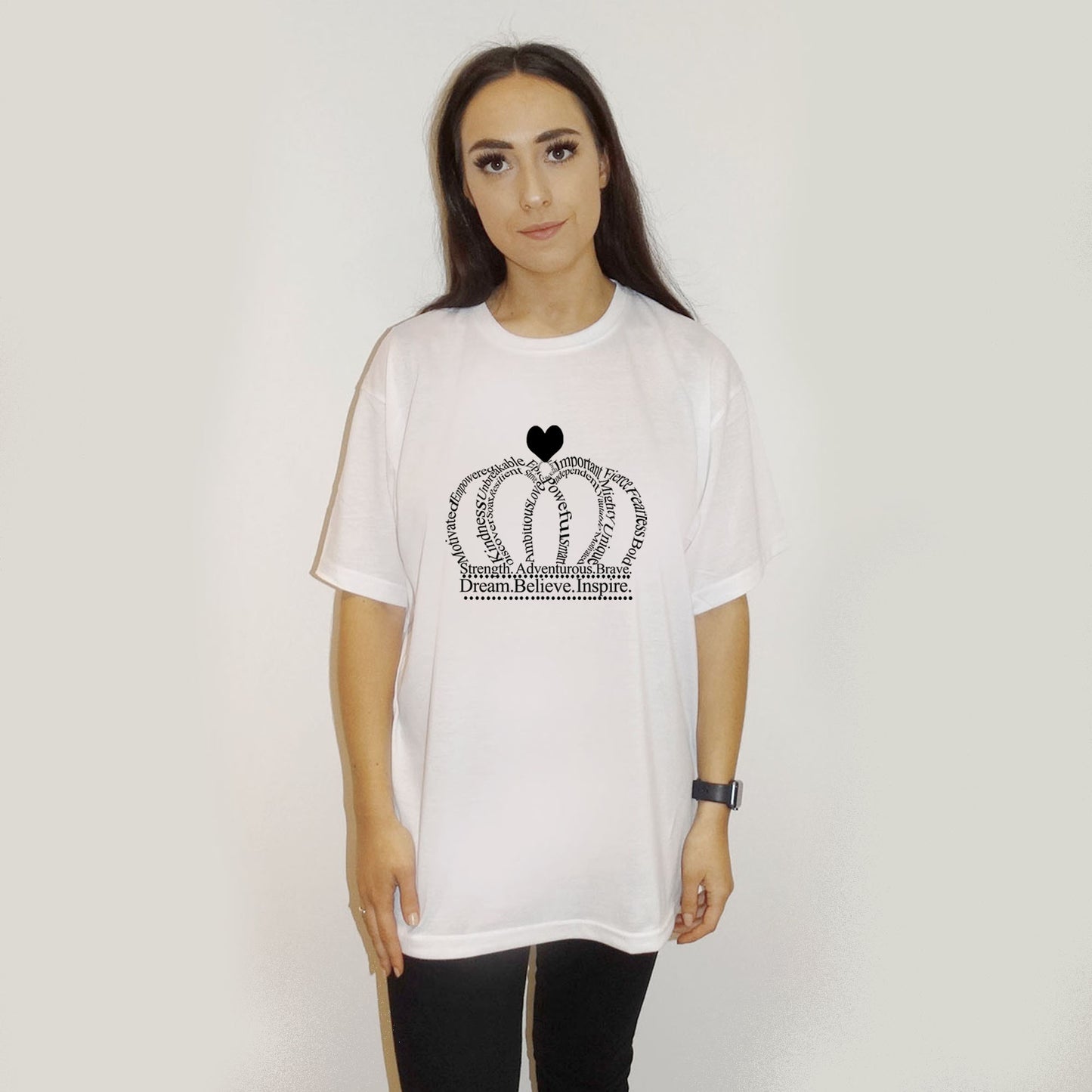 Crown Text Tshirt Top In White