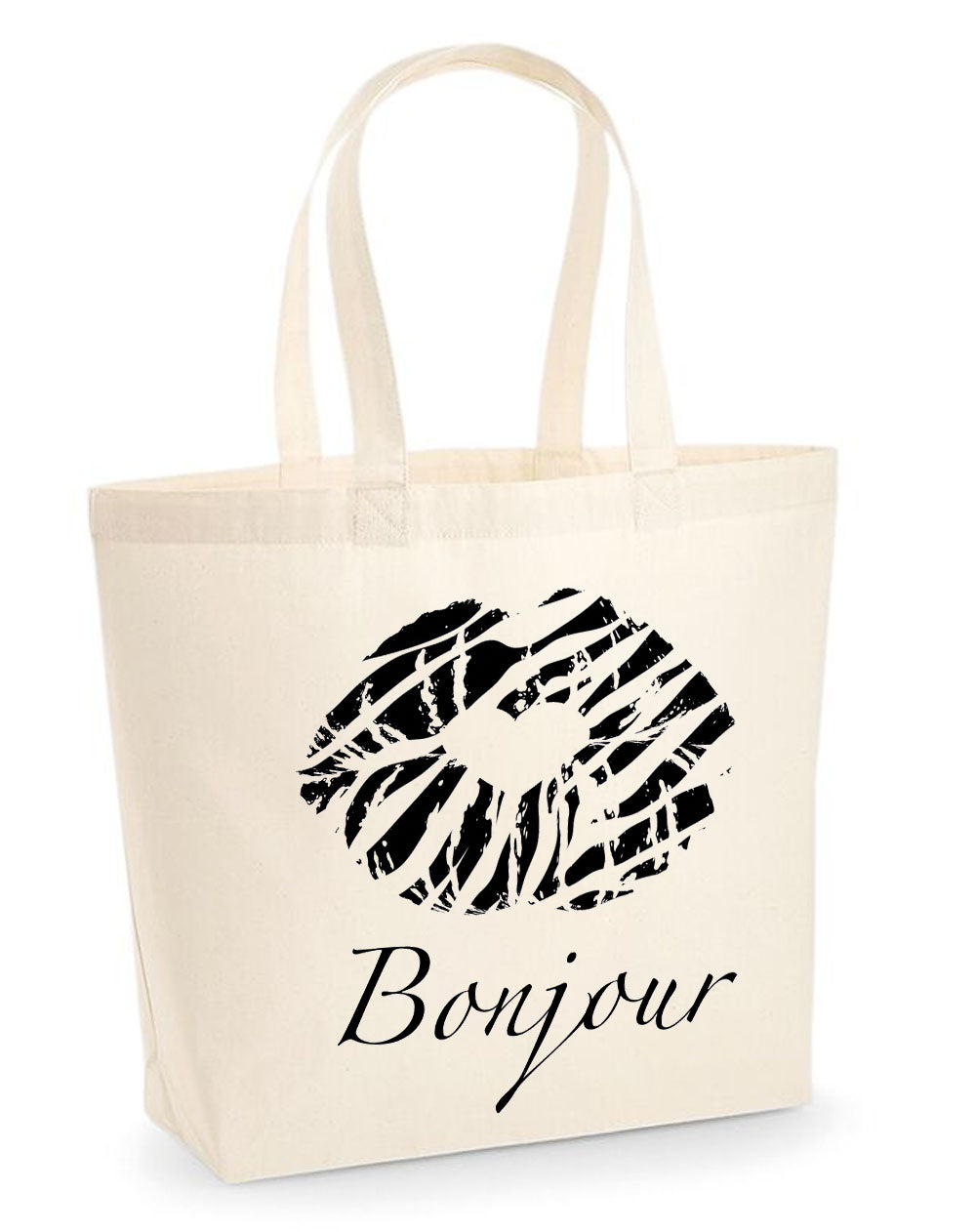 Bonjour ZEBRA kiss woven tote bag in cream