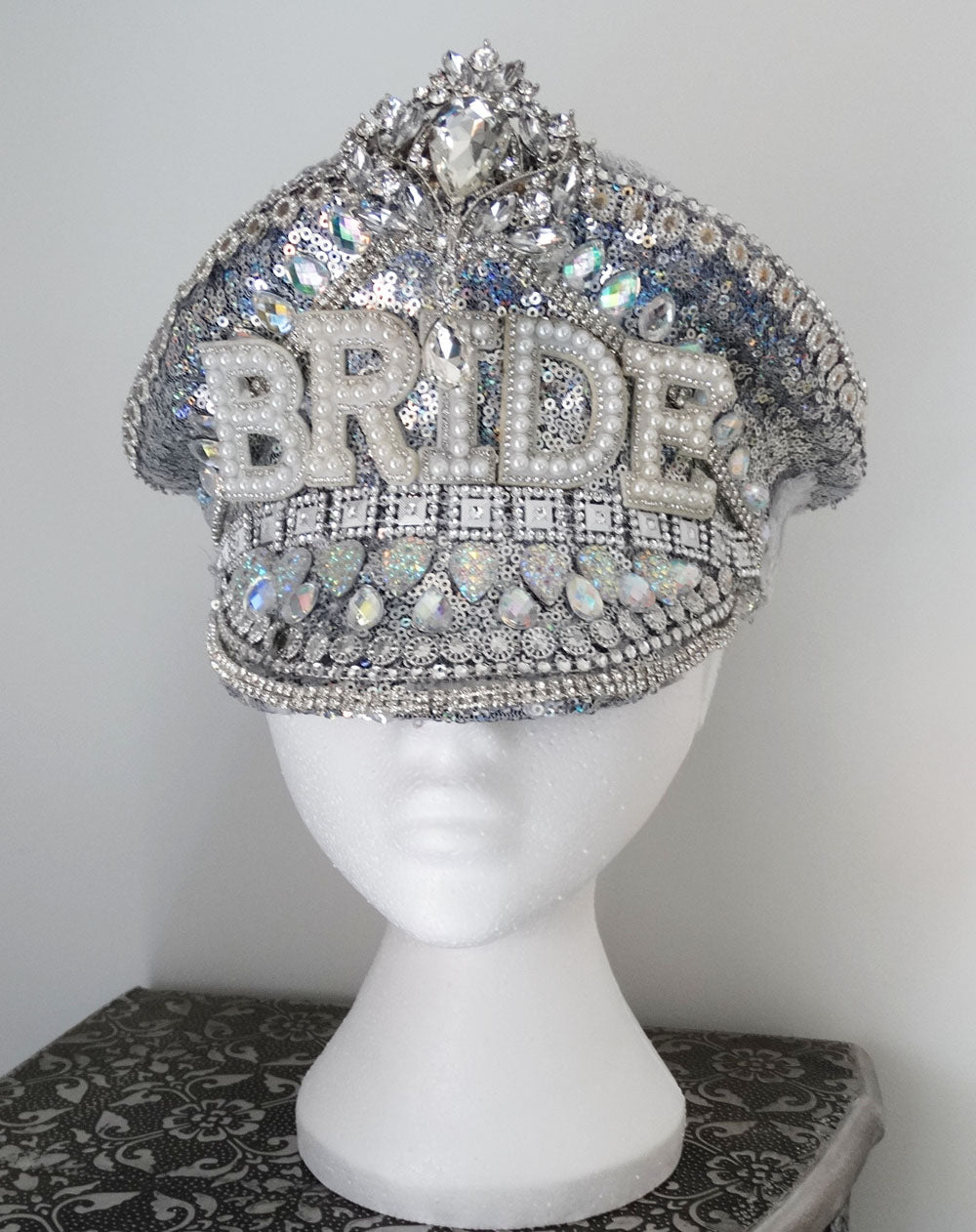 Silver Holographic Bridal Hen Festival Hat For The Bride