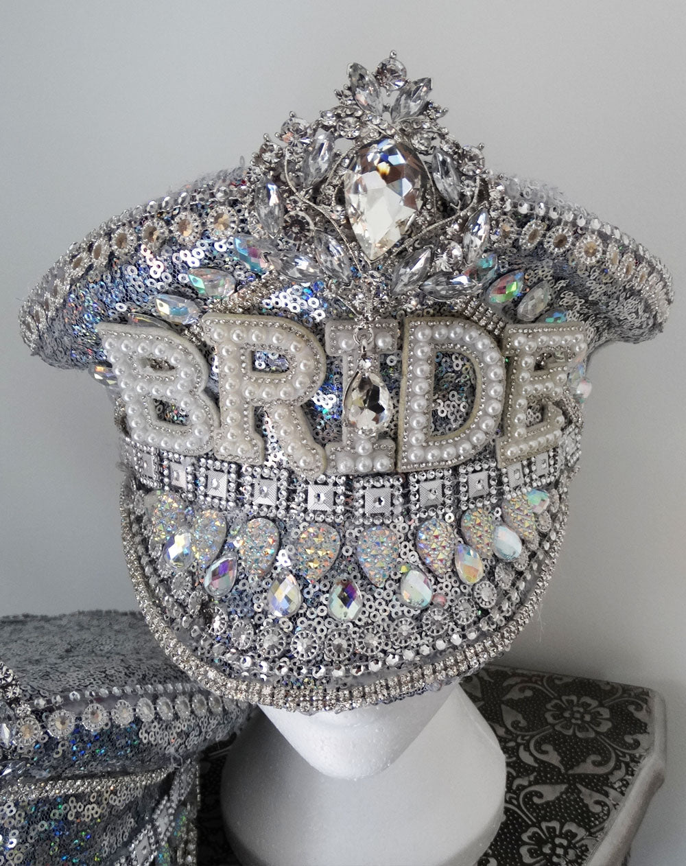 Silver Holographic Bridal Hen Festival Hat For The Bride