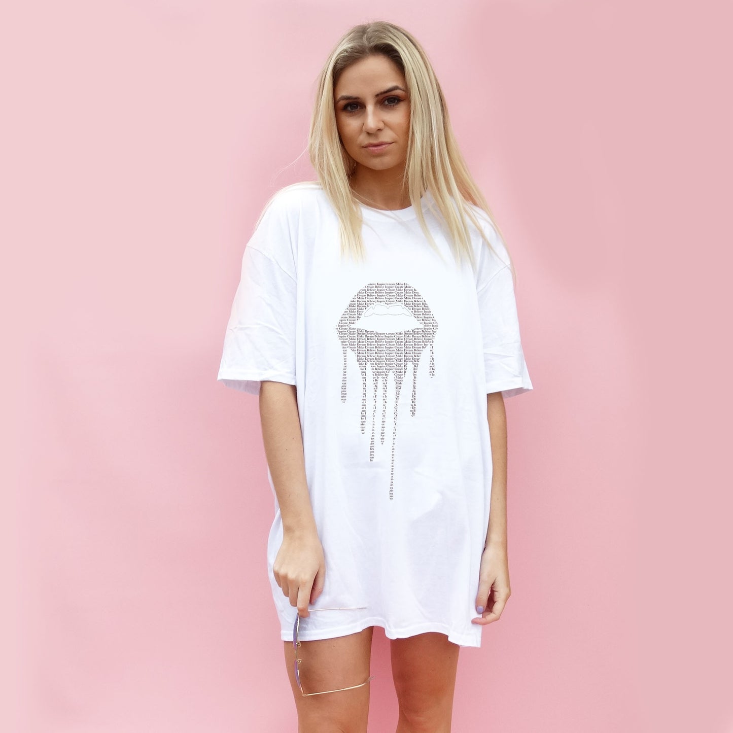 Drip Lip Text Print Tshirt In White