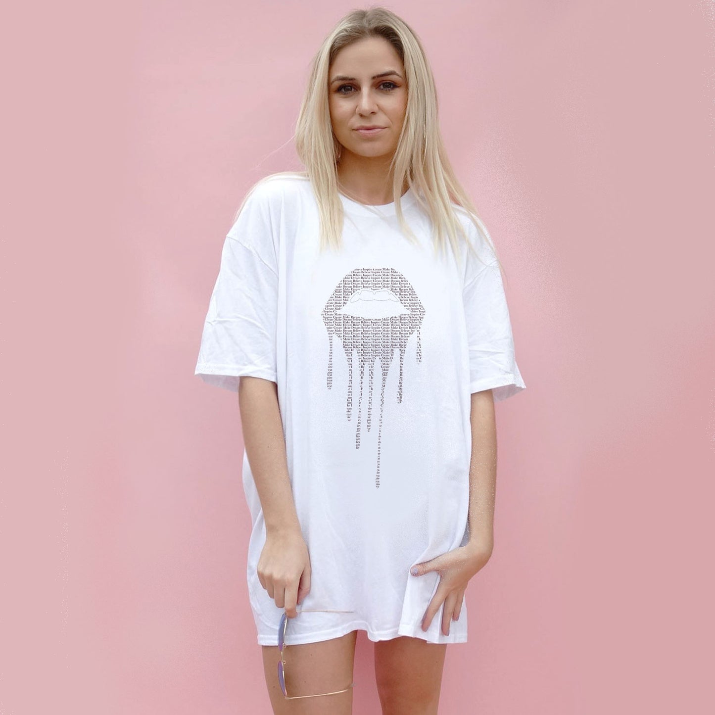 Drip Lip Text Print Tshirt In White