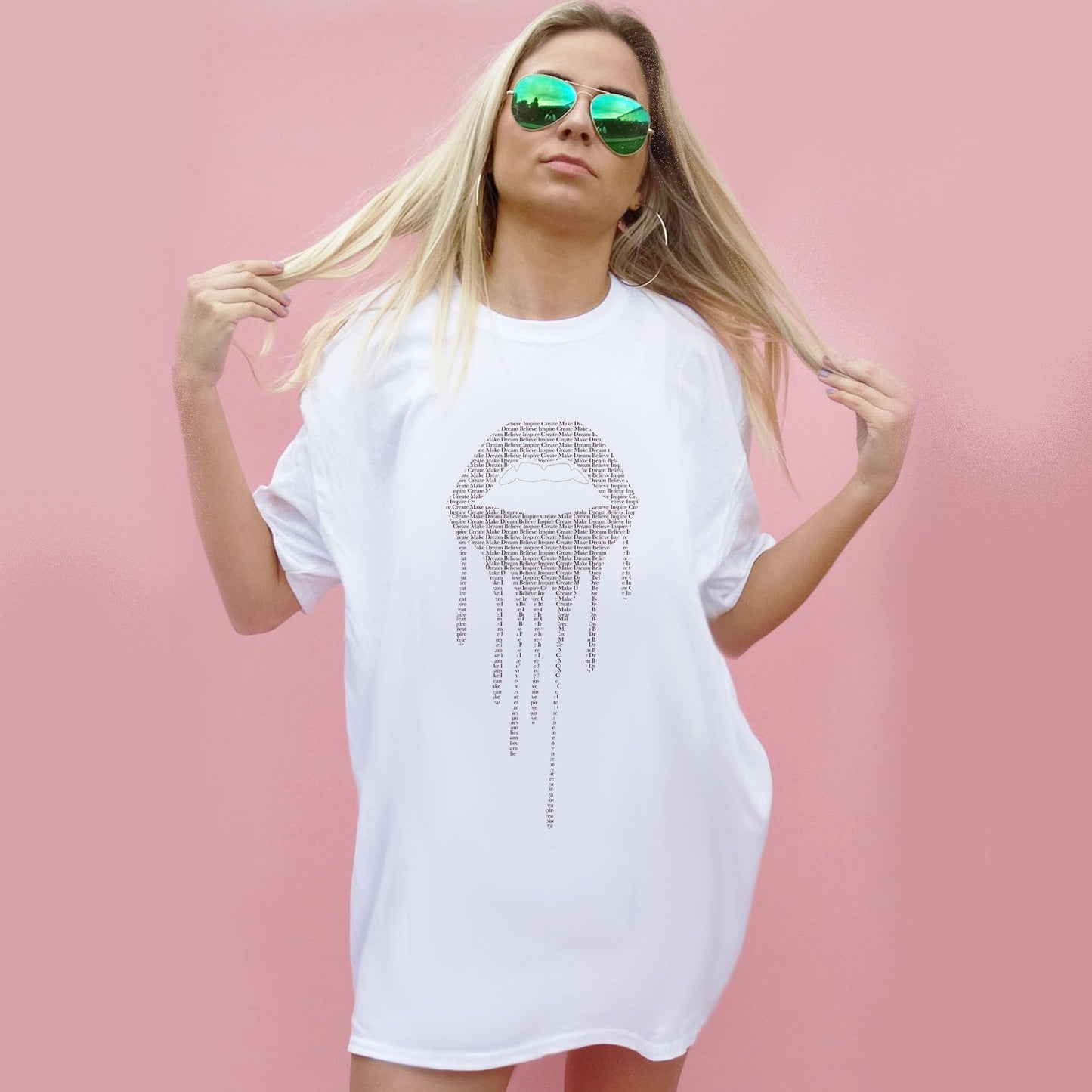 Drip Lip Text Print Tshirt In White