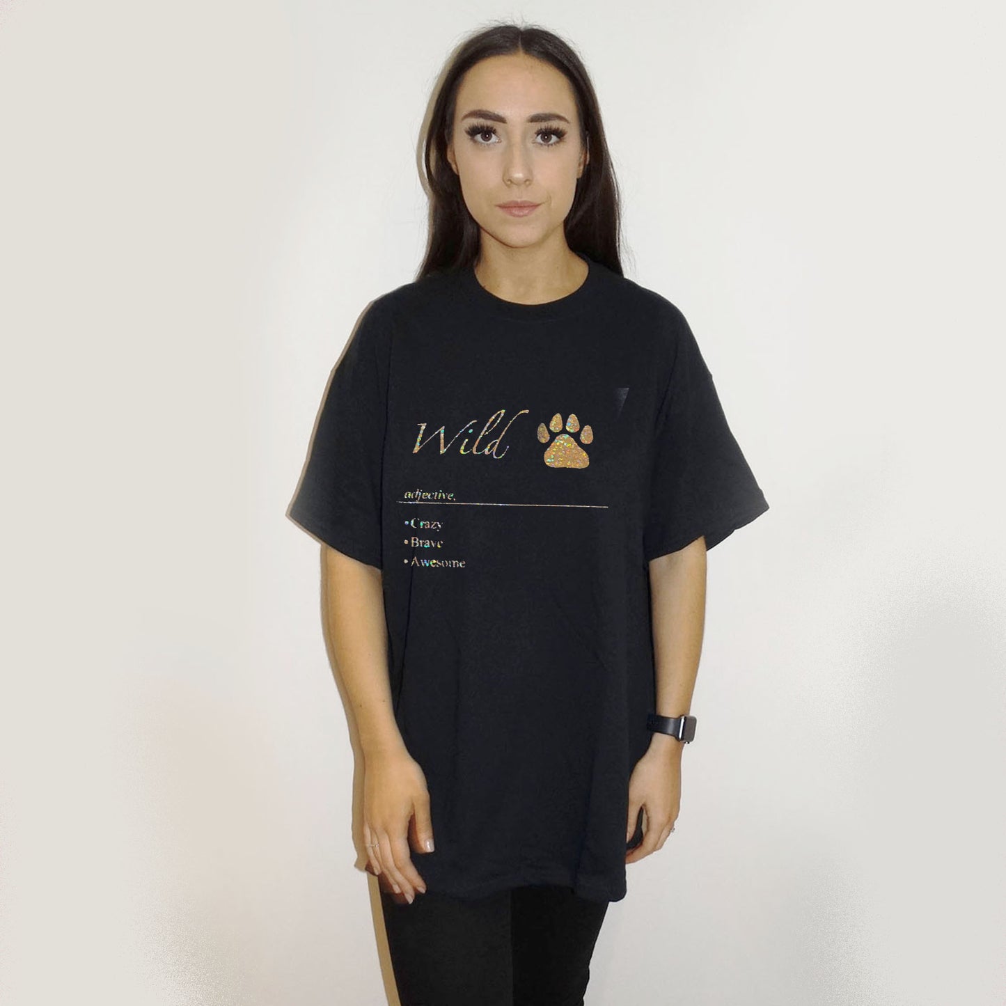 Wild Gold Definition Print Tshirt In Black