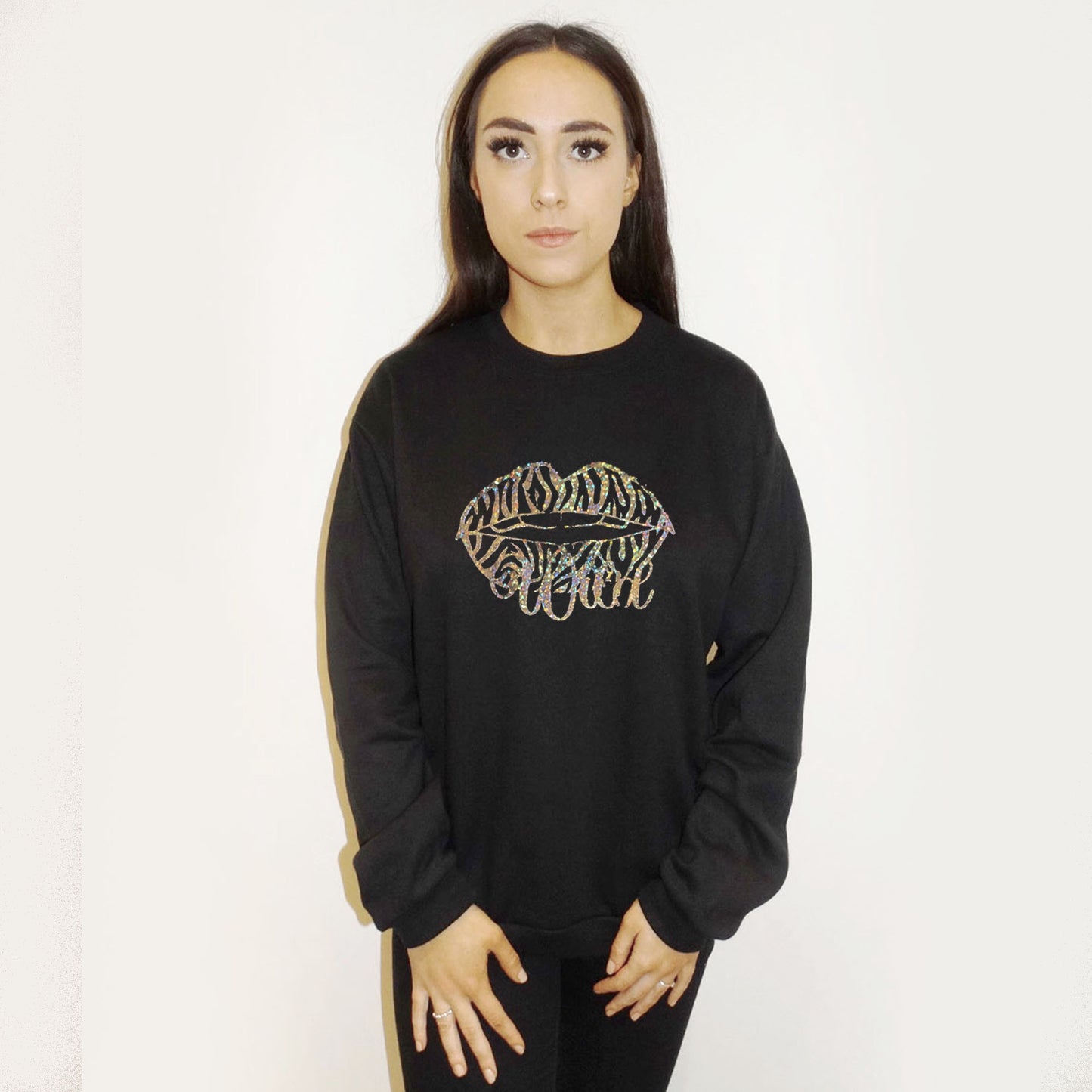 Wild Zebra Print Gold Print Jumper In Black