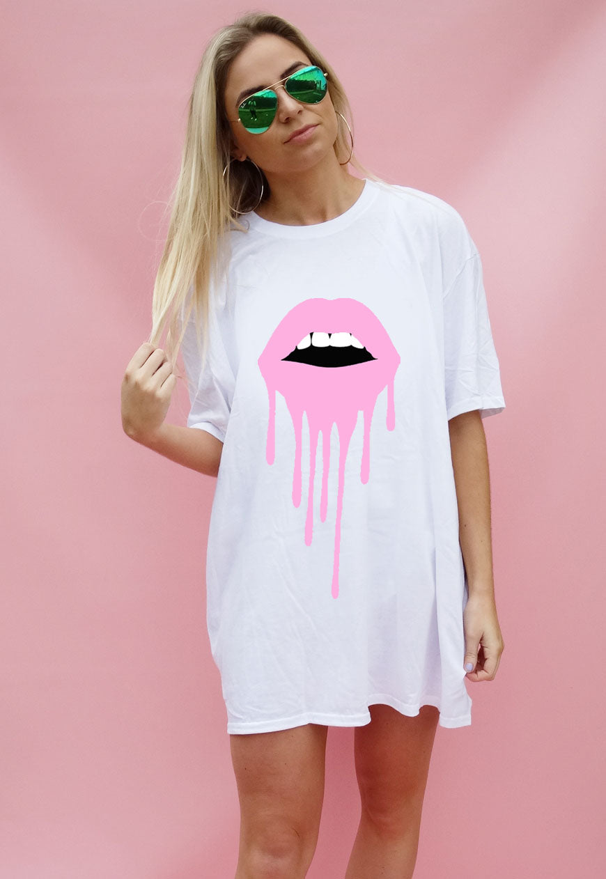 Pink Drip Lip TEE