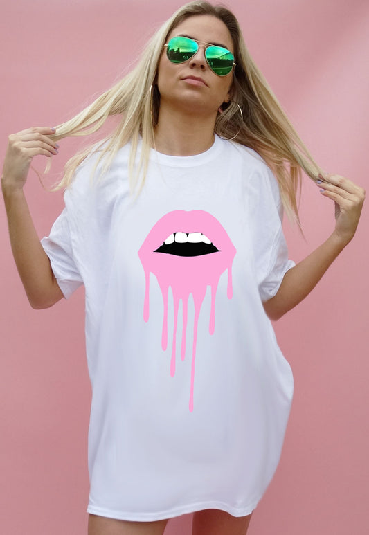 Pink Drip Lip TEE