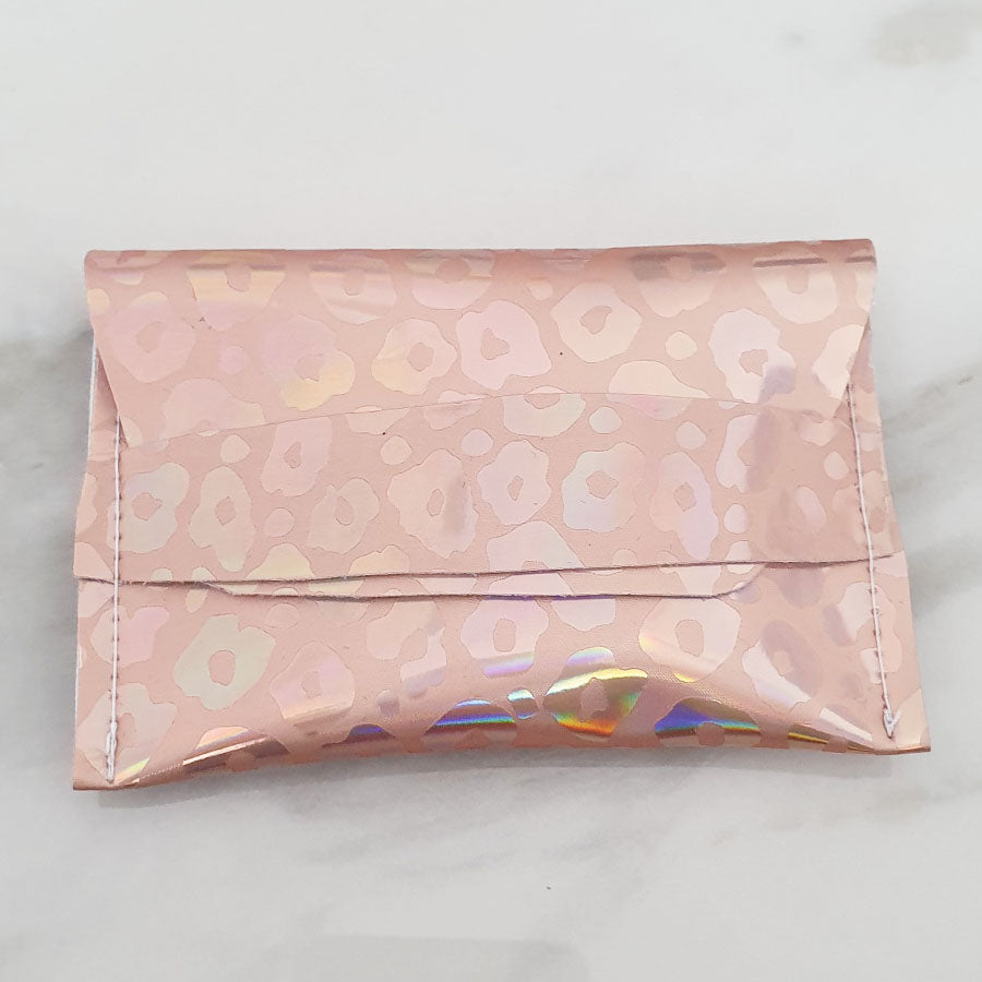 Holographic Leopard Print Strap Card Holder