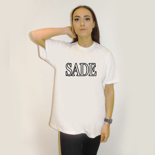 Personalised Name Black Outline Tshirt Top In White