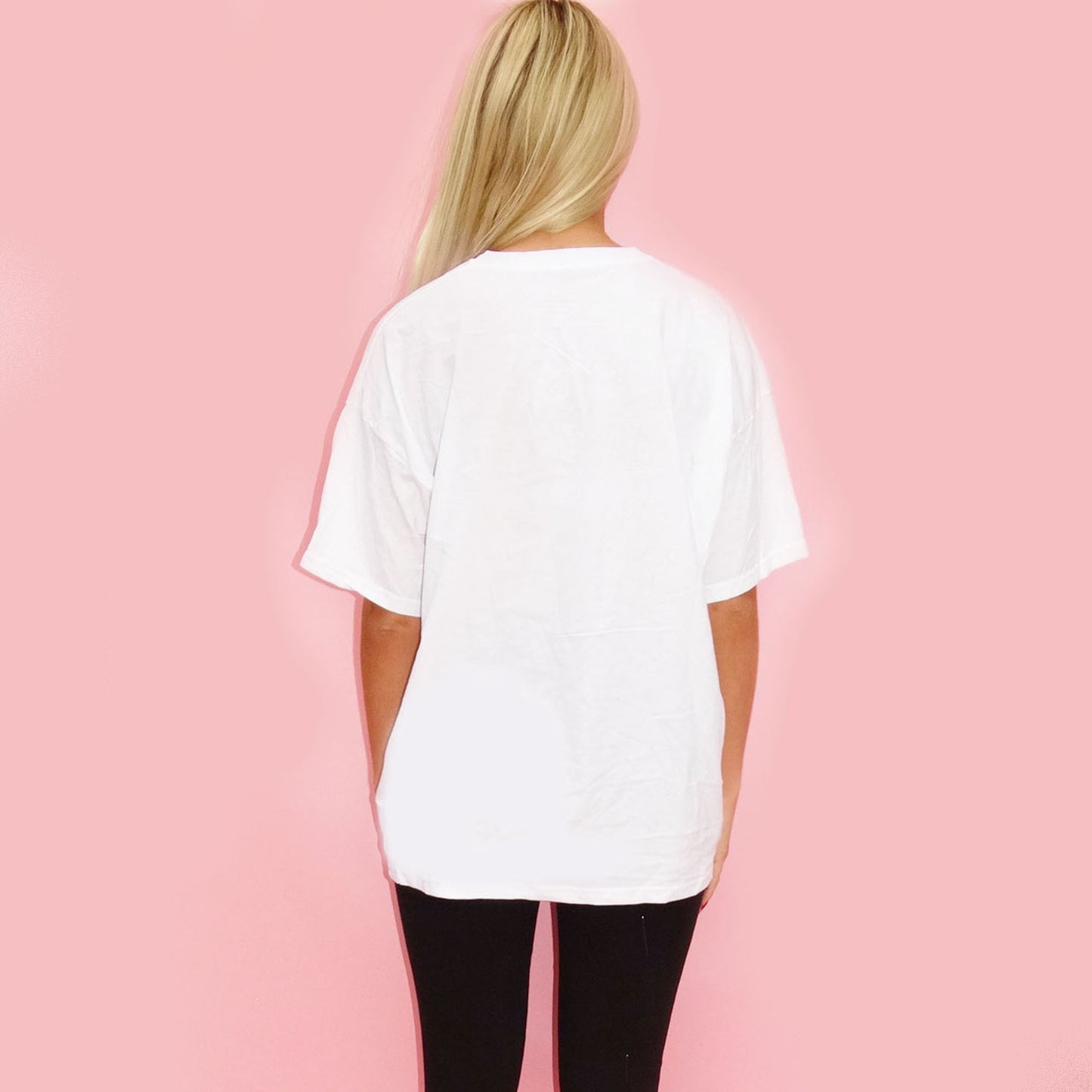 White T Shirt With Black Heart Valentines Print